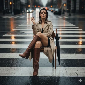 Prompt 1. Woman on a Chair in the Street