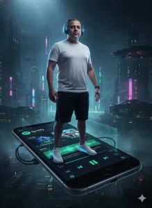  Prompt 3. Man Standing on Giant Smartphone