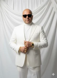 Prompt 6. Man in White Suit and Gold Accessories