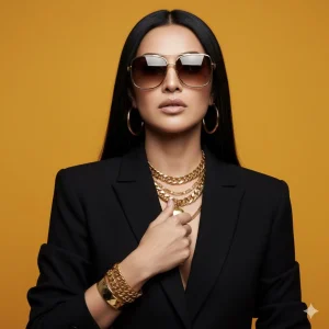  Prompt 7. Woman with Sunglasses and Gold Jewelry